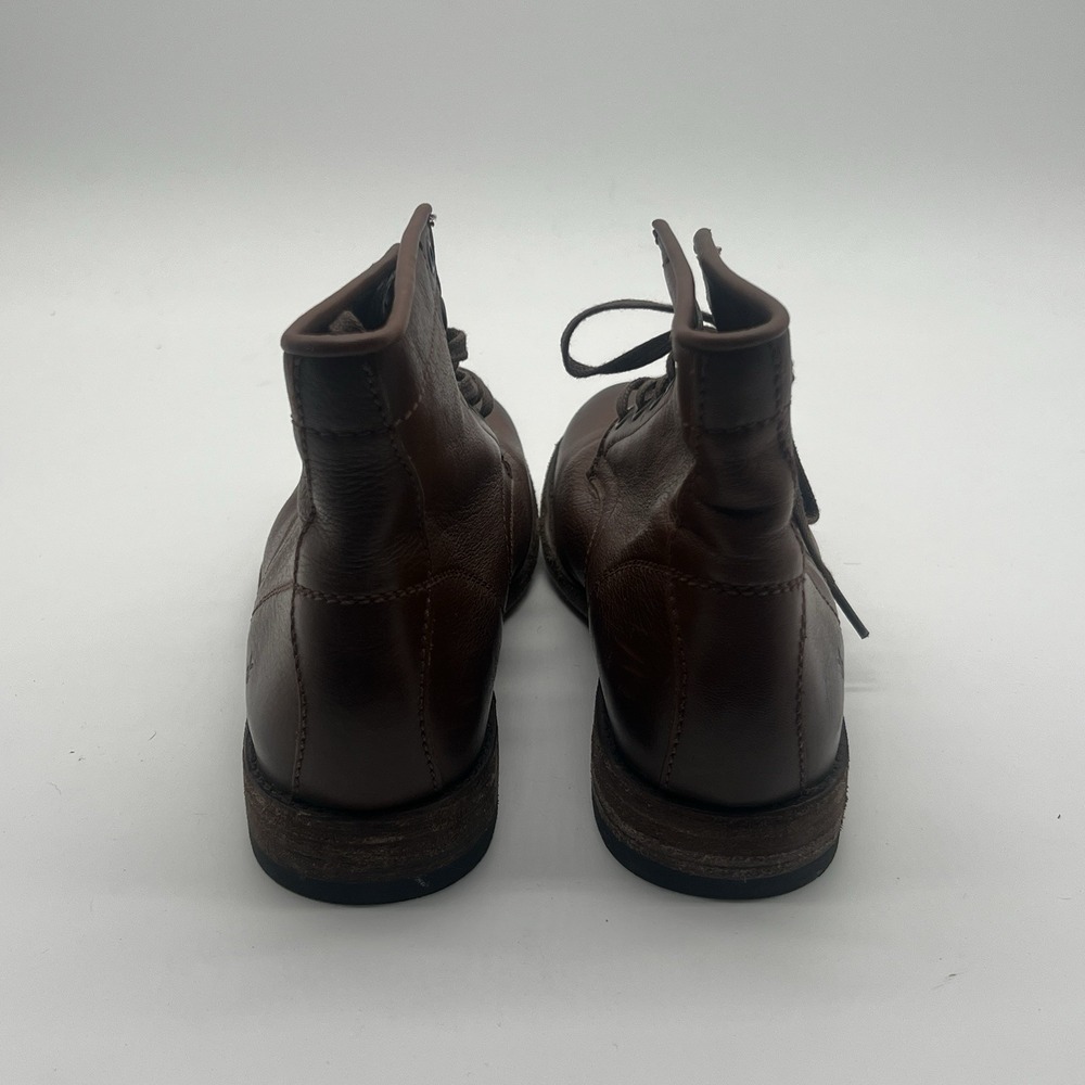 Frye Tyler Cognac Brown Leather Lace Up Ankle Combat Booties Womens Size 8 B - Picture 3 of 10